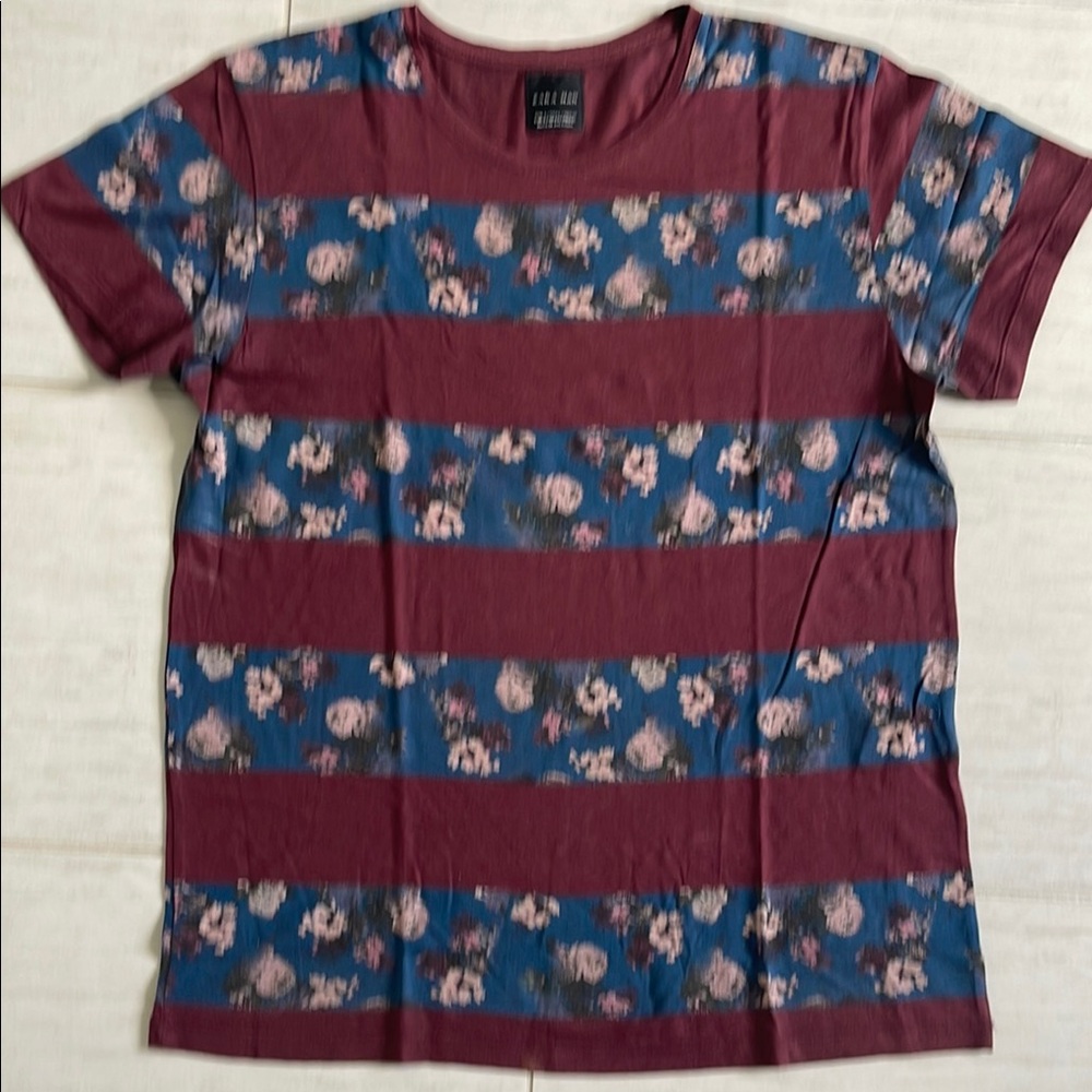 Zara Burgundy Crew Neck Tee